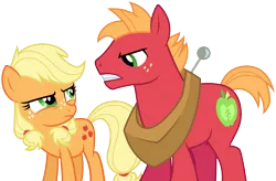 Size: 4583x3011 | Tagged: safe, artist:cloudyglow, derpibooru import, applejack, big macintosh, earth pony, pony, where the apple lies, .ai available, absurd resolution, freckles, male, simple background, stallion, teenage applejack, teenage big macintosh, transparent background, vector, younger