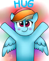 Size: 1200x1500 | Tagged: safe, artist:sweetpieee, derpibooru import, rainbow dash, hug, solo