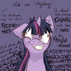 Size: 600x600 | Tagged: artist:voiceless, derp, derpibooru import, insanity, paranoid, paranoid twilight, safe, solo, text, twilight snapple, twilight sparkle, wall writing