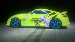 Size: 1918x1077 | Tagged: safe, derpibooru import, fluttershy, anthro, car, forza motorsport 4, nissan, nissan 370z