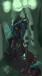 Size: 720x1280 | Tagged: artist:ilovelionspeace, changeling, changeling queen, cocoon, derpibooru import, female, queen chrysalis, safe, thorax, to where and back again