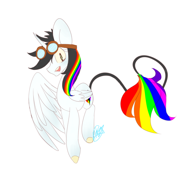 Size: 5100x4636 | Tagged: safe, artist:silverknight27, derpibooru import, oc, oc:lightning bliss, unofficial characters only, alicorn, pony, absurd resolution, alicorn oc, goggles, rainbow alicorn, solo