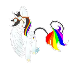 Size: 5100x4636 | Tagged: safe, artist:silverknight27, derpibooru import, oc, oc:lightning bliss, unofficial characters only, alicorn, pony, absurd resolution, alicorn oc, goggles, rainbow alicorn, solo