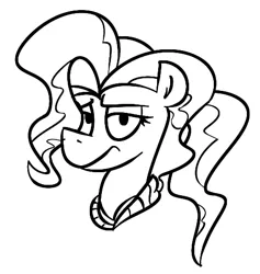 Size: 472x498 | Tagged: safe, artist:cowsrtasty, derpibooru import, peachy plume, earth pony, pony, where the apple lies, black and white, bust, female, grayscale, mare, monochrome, portrait, receptionist, simple background, solo, white background