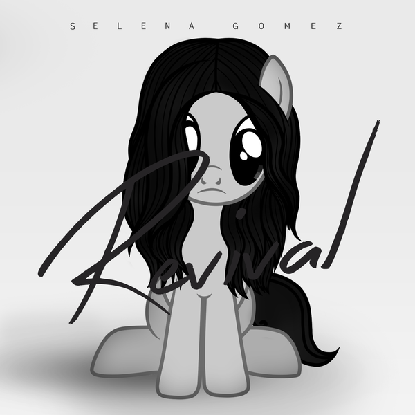 Size: 1280x1280 | Tagged: album cover, artist:aldobronyjdc, cover, derpibooru import, monochrome, music, parody, ponified, ponified album cover, safe, selena gomez, solo