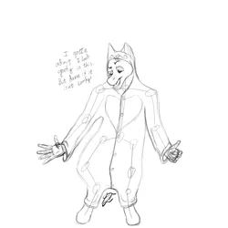 Size: 2000x2000 | Tagged: anthro, anthro oc, artist:gabriel-titanfeather, clothes, derpibooru import, kigurumi, male, monochrome, oc, oc:comet chaser, safe, solo, unguligrade anthro, unofficial characters only