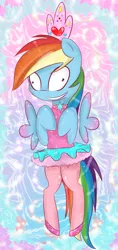 Size: 1240x2630 | Tagged: artist:jonathan the awesome, clothes, crown, derpibooru import, fairy, insanity, jewelry, necklace, pantyhose, rainbow dash, rainbow dash always dresses in style, regalia, safe, shoes, skirt, solo, sparkles, tutu