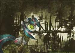 Size: 3480x2450 | Tagged: among the ruins, apocalypse, artist:kairaanix, clothes, derpibooru import, fanfic, fanfic art, fanfic cover, safe, solo, traditional art, twilight sparkle, watercolor painting