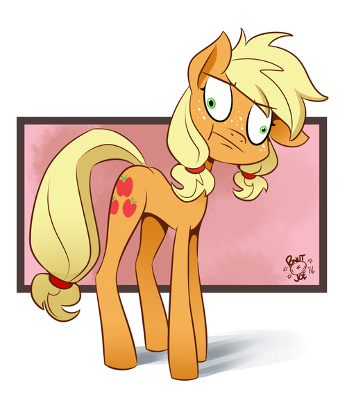 Size: 1280x1536 | Tagged: safe, artist:ponut_joe, derpibooru import, applejack, earth pony, pony, where the apple lies, :t, derp, faic, female, freckles, reaction image, silly, silly pony, solo, teenage applejack, who's a silly pony, younger