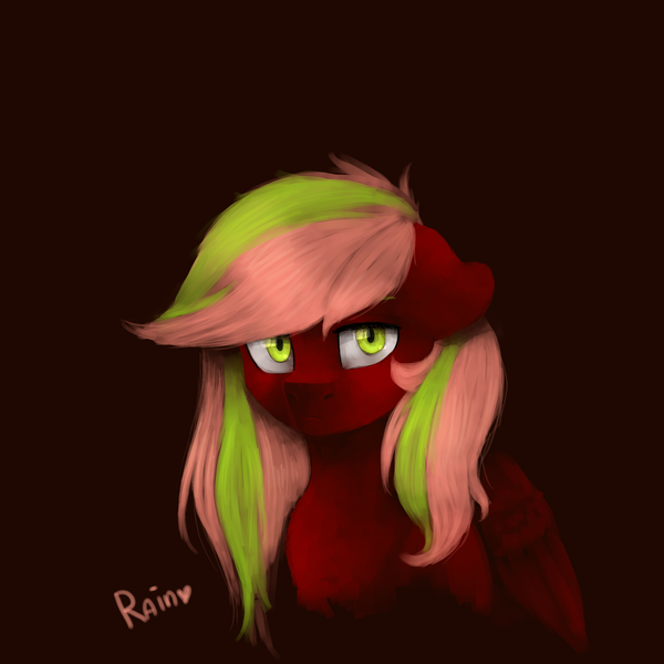 Size: 2000x2000 | Tagged: safe, artist:nika-rain, derpibooru import, oc, oc:green blaze, unofficial characters only, pegasus, pony, bust, green eyes, portrait, solo