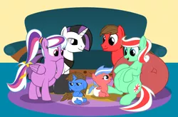 Size: 3800x2500 | Tagged: safe, artist:metaldudepl666, artist:mintydrop2013, derpibooru import, oc, oc:drop shot, oc:led blackdown, oc:lightning angel, oc:minty fresh, unofficial characters only, pony, babies, baby, baby ponies, baby pony, foal, pregnant