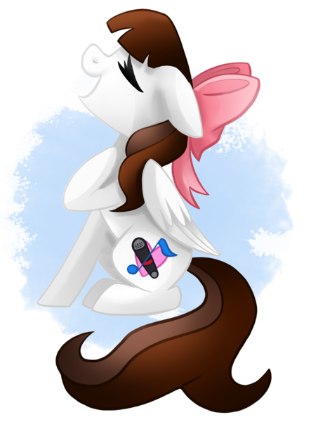 Size: 2019x2732 | Tagged: artist:sacredroses-art, bow, derpibooru import, eyes closed, oc, oc:jennabun, ribbon, safe, singing, solo, unofficial characters only