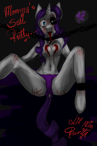 Size: 2000x3000 | Tagged: anthro, artist:kyoraayako, derpibooru import, grimdark, lil-miss rarity, questionable, rarity, solo