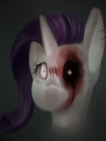 Size: 514x682 | Tagged: artist:starshame, bust, derpibooru import, grimdark, lil-miss rarity, portrait, rarity, solo