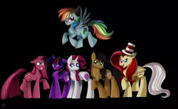 Size: 6500x4000 | Tagged: safe, artist:starshame, derpibooru import, applejack, fluttershy, pinkie pie, rainbow dash, rarity, twilight sparkle, twilight sparkle (alicorn), alicorn, pony, elements of insanity, demented six, fluttershout, mane six, pinkis cupcake