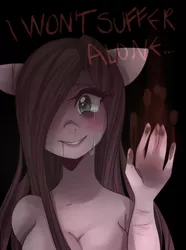 Size: 950x1275 | Tagged: anthro, artist:starshame, derpibooru import, pinkamena diane pie, pinkie pie, redraw, scar, self harm, semi-grimdark, solo