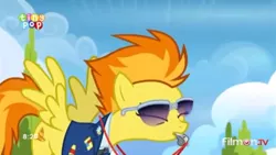 Size: 960x540 | Tagged: safe, derpibooru import, screencap, spitfire, pony, top bolt, aviator glasses, blowing, drill sergeant, solo, whistle, whistle necklace