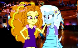 Size: 1280x795 | Tagged: safe, artist:ktd1993, derpibooru import, adagio dazzle, trixie, equestria girls, female, lesbian, shipping, triagio