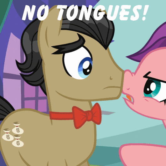 Size: 530x530 | Tagged: angry, animated, boop, caption, cute, derpibooru import, edit, edited screencap, filthybetes, filthy rich, floppy ears, gif, image macro, meme, noseboop, nose wrinkle, safe, screencap, solo focus, spoiled milk, spoiled rich, spoilthy, where the apple lies, young frankenstein