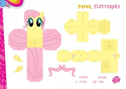 Size: 2048x1447 | Tagged: craft, derpibooru import, fluttershy, my little pony logo, official, papercraft, part of a set, portuguese, safe, solo