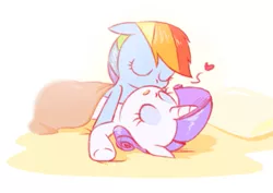 Size: 757x536 | Tagged: artist:raridashdoodles, derpibooru import, female, heart, kissing, lesbian, rainbow dash, raridash, rarity, safe, shipping, sleeping