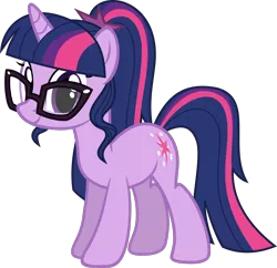 Size: 1438x1391 | Tagged: safe, artist:rustle-rose, derpibooru import, sci-twi, twilight sparkle, ponified, pony, unicorn, equestria girls, legend of everfree, equestria girls ponified, female, glasses, hilarious in hindsight, looking at you, mare, ponified humanized pony, simple background, smiling, solo, transparent background, unicorn sci-twi, vector