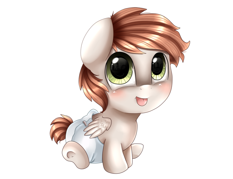 Size: 3053x2346 | Tagged: safe, artist:pridark, derpibooru import, oc, unofficial characters only, pegasus, pony, baby, baby pony, blushing, cute, diaper, ocbetes, simple background, solo, tongue out, transparent background