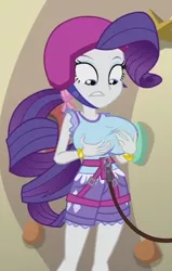 Size: 370x580 | Tagged: suggestive, derpibooru import, edit, edited screencap, editor:paragonaj, screencap, rarity, equestria girls, legend of everfree, big breasts, breast edit, breast expansion, breast fondling, breast grab, breasts, busty rarity, cropped, female, frown, gritted teeth, grope, growth, harness, helmet, huge breasts, rock climbing, solo, solo female, wide eyes