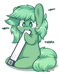 Size: 712x883 | Tagged: :3, artist:dsp2003, ask, blushing, chibi, cute, derpibooru import, dsp2003 is trying to murder us, nom, oc, oc:grass, pony town, safe, simple background, solo, style emulation, transparent background, tumblr, unofficial characters only