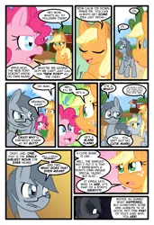 Size: 1024x1497 | Tagged: safe, artist:kazziepones, artist:zaron, derpibooru import, applejack, derpy hooves, pinkie pie, oc, oc:lonely hooves, pegasus, pony, comic:lonely hooves, comic, female, glasses, mare