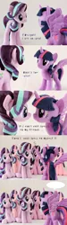 Size: 1486x4923 | Tagged: safe, artist:nekokevin, derpibooru import, starlight glimmer, twilight sparkle, twilight sparkle (alicorn), alicorn, pony, unicorn, series:nekokevin's glimmy, :3, comic, cute, female, glimmerbetes, irl, looking at each other, mare, multeity, photo, plushie, self ponidox, smiling, speech bubble, spread wings, starlight cluster, wings