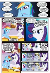 Size: 1024x1497 | Tagged: safe, artist:kazziepones, artist:zaron, derpibooru import, derpy hooves, rainbow dash, rarity, oc, oc:lonely hooves, pegasus, pony, comic:lonely hooves, comic, female, glasses, mare