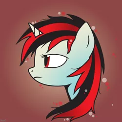 Size: 2324x2325 | Tagged: safe, artist:necr0manc3r, derpibooru import, oc, oc:blackjack, unofficial characters only, pony, unicorn, fallout equestria, fallout equestria: project horizons, fanfic, bust, fanfic art, female, gradient background, horn, mare, portrait, profile, solo