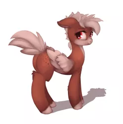 Size: 2797x2815 | Tagged: safe, artist:qweeli, derpibooru import, oc, oc:ruby rustfeather, unofficial characters only, pegasus, pony, female, floppy ears, plot, simple background, smiling, solo, standing, white background