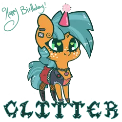 Size: 1100x1100 | Tagged: artist:otterlore, birthday, boots, chain necklace, chains, clothes, cute, derpibooru import, diasnails, ear piercing, earring, eyeliner, fishnets, freckles, glitter shell, goth, hat, heart eyes, jacket, jewelry, locket, pantyhose, party hat, piercing, safe, shellbetes, simple background, skirt, snails, solo, stockings, transparent background, wingding eyes