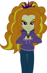 Size: 1024x1566 | Tagged: safe, artist:wubcakeva, derpibooru import, adagio dazzle, equestria girls, rainbow rocks, clothes, headband, hoodie, pants, simple background, solo, spikes, transparent background, vector