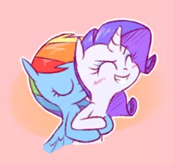 Size: 630x597 | Tagged: safe, artist:raridashdoodles, derpibooru import, rainbow dash, rarity, pegasus, pony, unicorn, blushing, eyes closed, female, hug, lesbian, mare, raridash, shipping, smiling