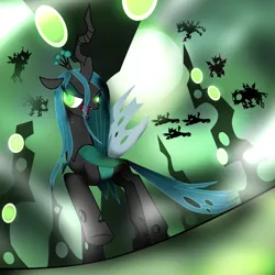 Size: 1500x1500 | Tagged: artist:mrpr1993, changeling, changeling queen, derpibooru import, female, glowing eyes, queen chrysalis, safe