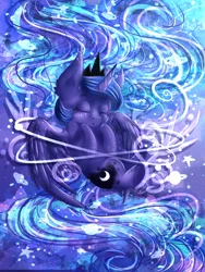 Size: 1500x2000 | Tagged: artist:karmamoonshadow, color porn, derpibooru import, eyes closed, filly, princess luna, safe, sleeping, solo, woona, younger