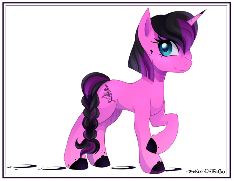 Size: 1024x792 | Tagged: safe, artist:thenornonthego, derpibooru import, oc, oc:pretty ink, unofficial characters only, pony, unicorn, ink, looking at you, simple background, smiling, solo, white background