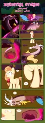 Size: 1919x5144 | Tagged: semi-grimdark, artist:estories, derpibooru import, discord, oc, oc:alice goldenfeather, draconequus, pegasus, pony, comic:find yourself, comic, eyes closed, female, hirudo, impalement, male, mare, shrunken pupils, wide eyes