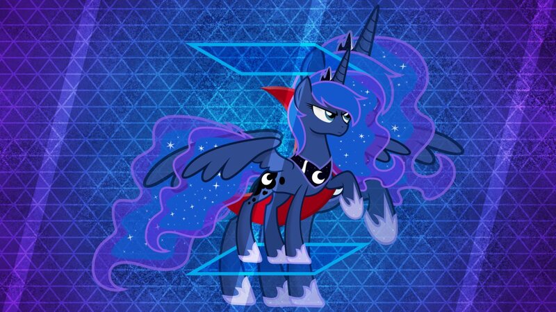 Size: 1191x670 | Tagged: safe, artist:godoffury, artist:laszlvfx, derpibooru import, edit, princess luna, alicorn, pony, double, female, mare, raised hoof, solo, vector, wallpaper, wallpaper edit