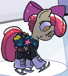 Size: 354x395 | Tagged: apple bloom, derpibooru import, figure skating, friends forever, ice skates, idw, outfit catalog, safe, solo, spoiler:comic, spoiler:comicff2