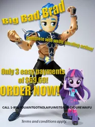 Size: 486x647 | Tagged: safe, derpibooru import, flash sentry, twilight sparkle, equestria girls, big bad brad, brad, clothes, doll, equestria girls minis, exploitable meme, infomercial, kevin mask, kinnikuman, kinnikuman nisei, meme, skirt, toy