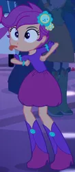 Size: 318x722 | Tagged: safe, derpibooru import, screencap, scootaloo, equestria girls, chicken dance, clothes, cropped, cute, cutealoo, dress, fall formal, fall formal outfits, outfit catalog, scootachicken, silly, silly human, solo, tongue out