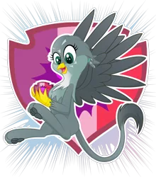 Size: 5000x5669 | Tagged: safe, artist:rainbownspeedash, derpibooru import, gabby, gryphon, absurd resolution, cute, cutie mark, gabbybetes, looking down, paws, simple background, smiling, solo, transparent background, underpaw, vector