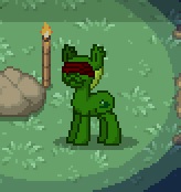 Size: 164x174 | Tagged: safe, derpibooru import, oc, unofficial characters only, frog, pony town, grass, halloween, night, pixel art, rock, solo, torch