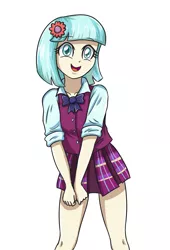 Size: 2362x3472 | Tagged: safe, artist:sumin6301, derpibooru import, coco pommel, equestria girls, friendship games, clothes, cocobetes, crystal prep academy, crystal prep academy uniform, crystal prep shadowbolts, cute, flower, flower in hair, open mouth, pleated skirt, school uniform, skirt, solo
