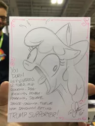 Size: 768x1024 | Tagged: andy you magnificent bastard, apple bloom, artist:andypriceart, derp, derpibooru import, family friendly foul mouth, insult, politics, safe, traditional art