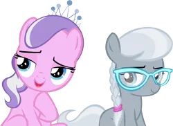 Size: 13134x9568 | Tagged: safe, artist:cyanlightning, derpibooru import, diamond tiara, silver spoon, earth pony, pony, twilight time, .svg available, absurd resolution, considering, glasses, jewelry, missing accessory, missing cutie mark, simple background, tiara, transparent background, vector